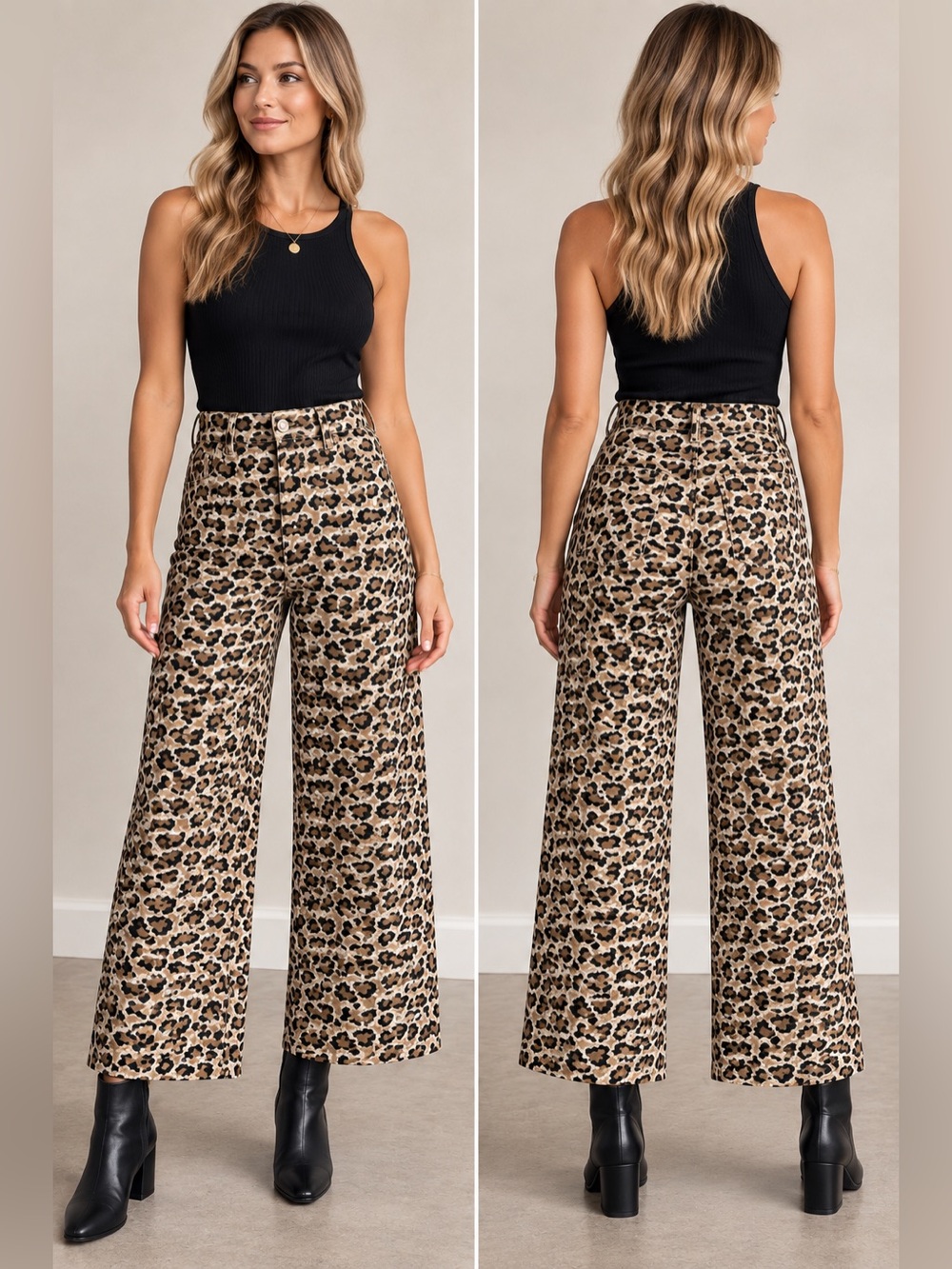 Anthropologie Maeve Colette Leopard Ponte Wide Leg Pants 28